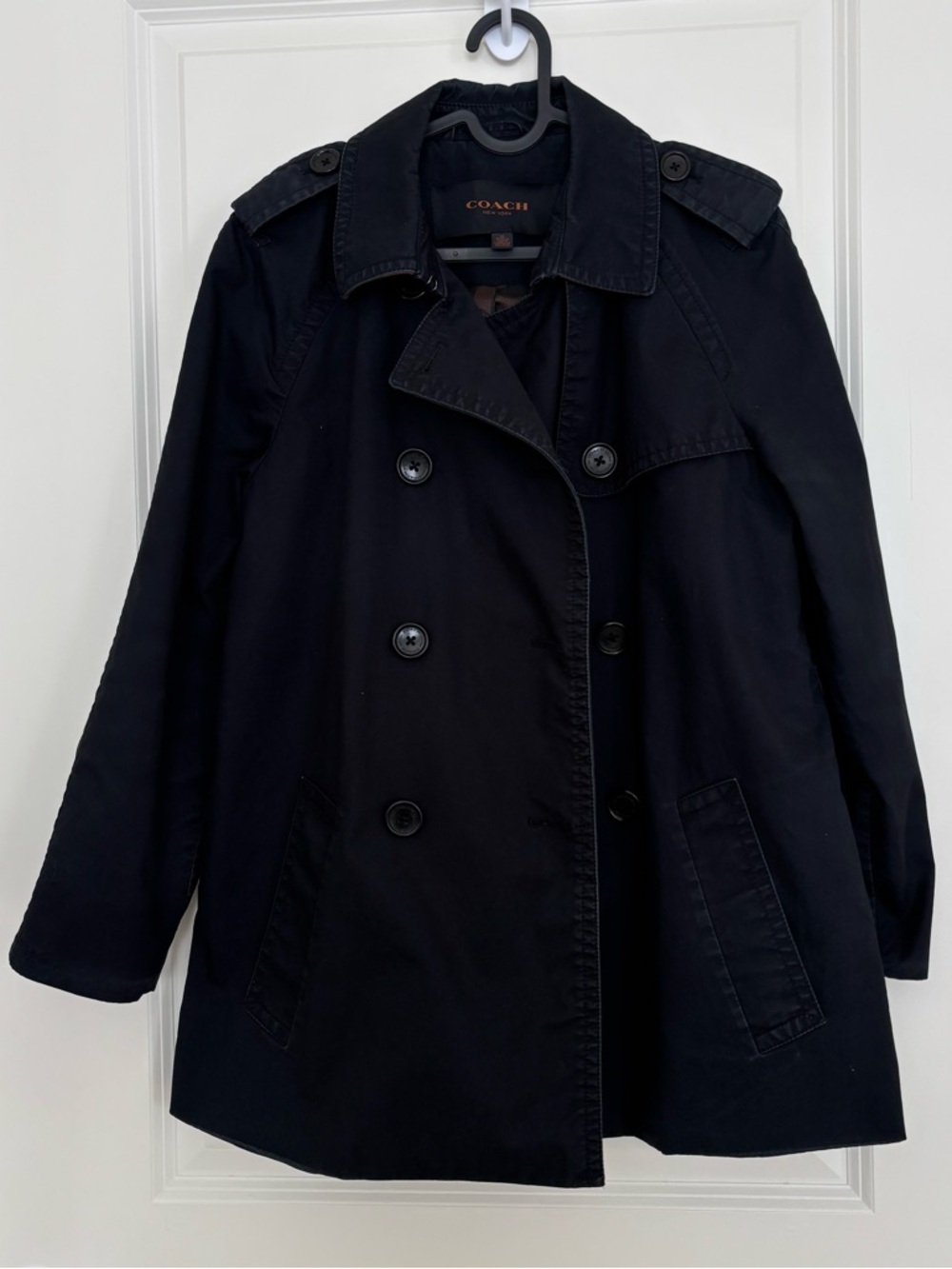 Coach New York Classic Black Double Breasted Trench Coat
